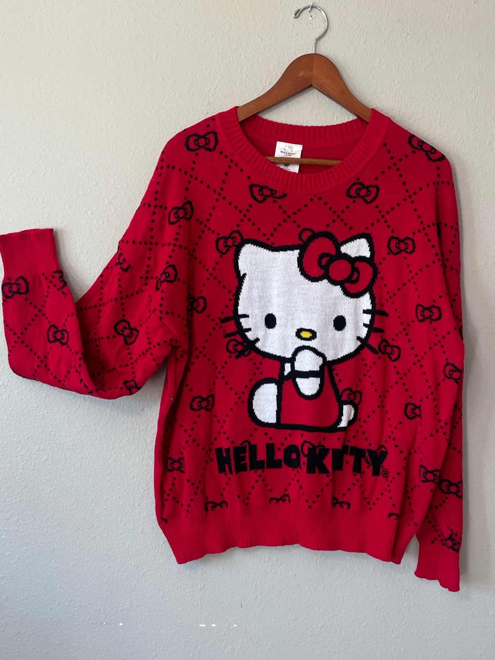 Hello Kitty Sanrio Red Bow Knit Sweater Women’s XL